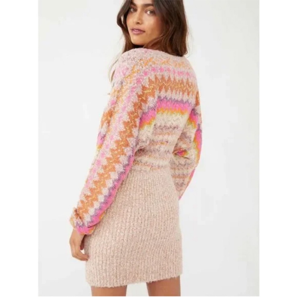 Free People Forever Fair Isle long sleeve knit sweater dress L - Picture 6 of 7